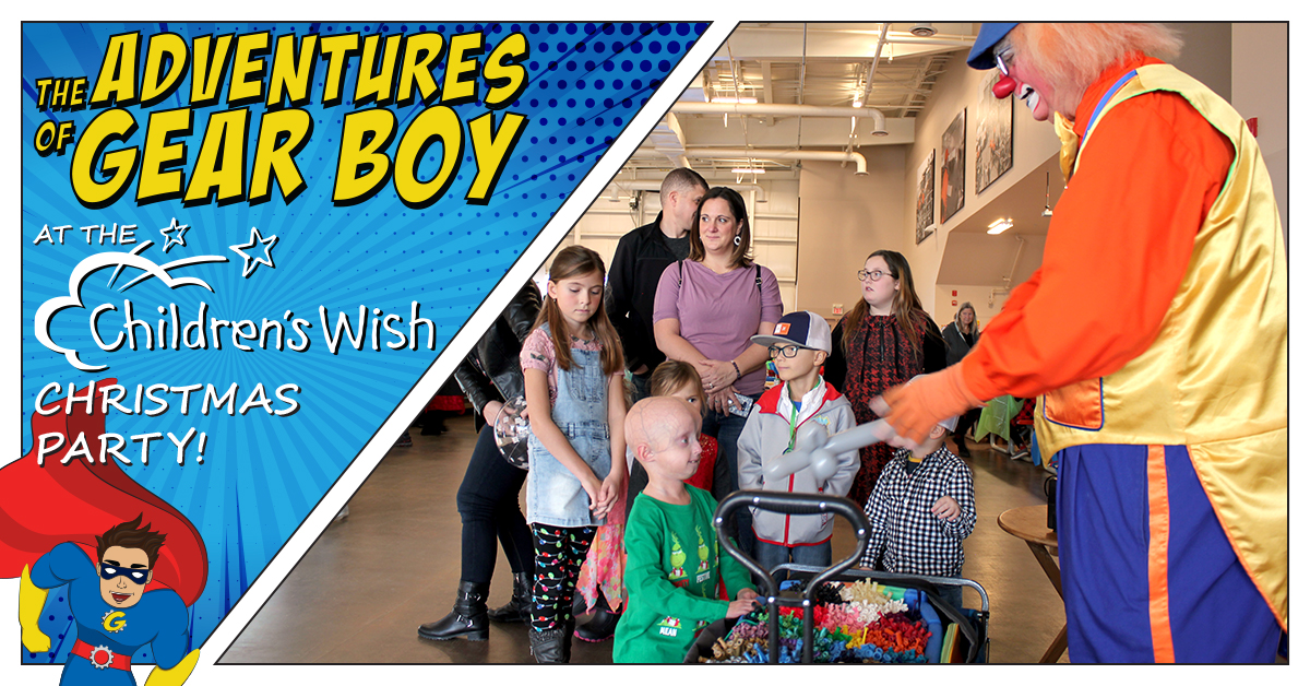 The Adventures of Gear Boy at the Children's Wish Christmas Party!